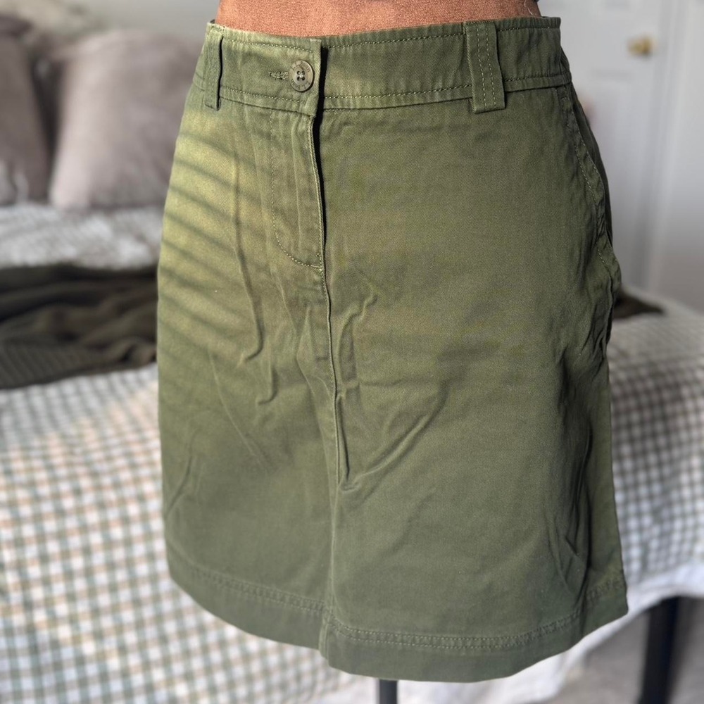 L.L Bean Vintage Khaki Green Cargo Skirt